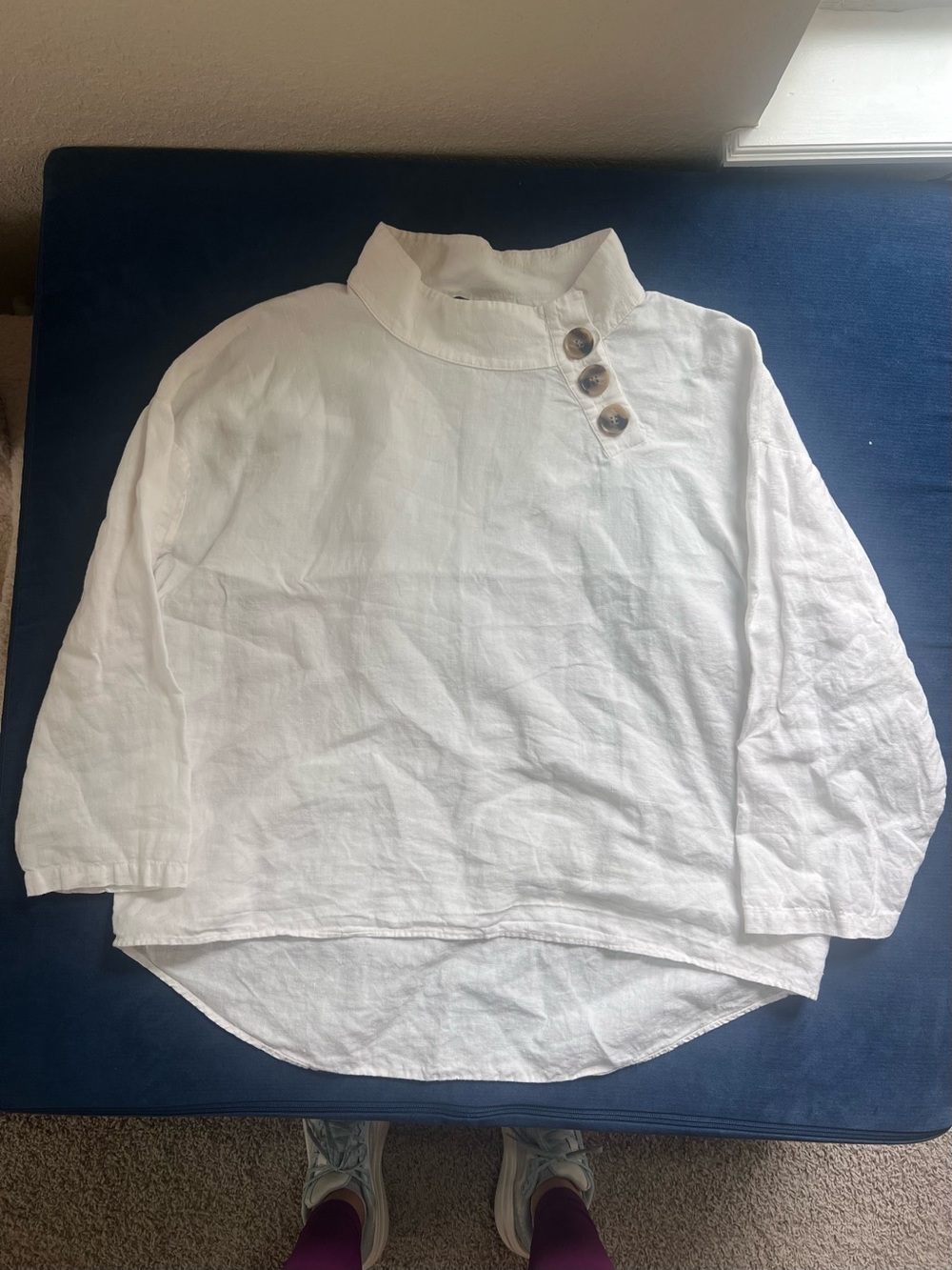 Zara Linen Boatneck top with buttons